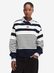 Tommy Jeans Bluza DW0DW22824 Granatowy Regular Fit. Niebieskie bluzy Tommy Jeans, xl, bez wzorów, z bawełny, bez ramiączek, bez kaptura. Za 449.99 zł.