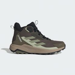 Buty Terrex Anylander Mid Rain.Rdy Hiking. Brązowe buty trekkingowe adidas, z materiału, bez zapięcia. Za 439.00 zł.