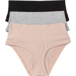 Figi "panty" (3 szt.), bawełna organiczna bonprix czarny + szary melanż + cielisty. Bokserki damskie marki bonprix. Za 44.97 zł.