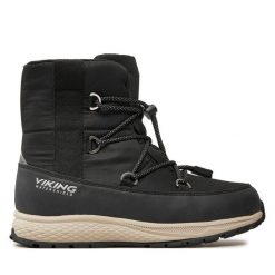 Śniegowce Viking. Czarne śniegowce Viking, bez wzorów, bez zapięcia. Za 349.99 zł.
