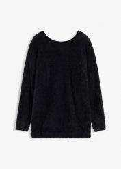 Długi sweter z miękkiej przędzy puchowej. Białe swetry bonprix, bez wzorów, z puchu, wizytowe, bez ramiączek. Za 132.99 zł.