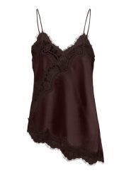 JDY Top "Fifi" w kolorze brązowym rozmiar: XS. Brązowe topy JDY, xs, bez wzorów, z koronki, z asymetrycznym kołnierzem, bez ramiączek. Za 109.95 zł.