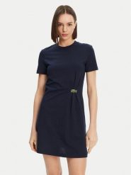 Lacoste Sukienka codzienna EF0583 Granatowy Regular Fit. Niebieskie sukienki Lacoste, na co dzień, bez wzorów, z bawełny, bez kołnierzyka, bez ramiączek, proste. Za 629.99 zł.