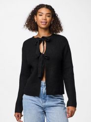 Pieces Kardigan "Pcsilly" w kolorze czarnym rozmiar: S. Czarne swetry Pieces, s, bez wzorów, ze splotem, bez ramiączek. Za 83.03 zł.