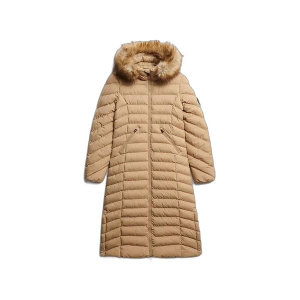 Damska długa kurtka Superdry Fuji. Brązowe kurtki Superdry, na zimę, xs, bez wzorów, eleganckie, z kapturem. Za 620.85 zł.