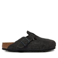 Klapki Birkenstock. Szare klapki Birkenstock, bez wzorów, bez obcasa, bez zapięcia. Za 679.99 zł.