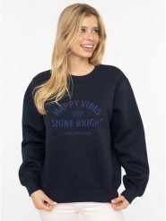 Zwillingsherz Bluza "Happy Vibes" w kolorze granatowym rozmiar: L/XL. Niebieskie bluzy Zwillingsherz, l, bez wzorów, bez ramiączek, bez kaptura. Za 196.45 zł.