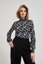 Wzorzysta bluzka. Bluzki MOODO, m, bez wzorów, z elastanu, bez kołnierzyka, bez ramiączek. W wyprzedaży za 39.99 zł.