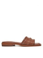 Michael Kors Klapki Mandy Slide 40R5MAFS2L Brązowy. Brązowe klapki Michael Kors, bez wzorów, ze skóry, bez obcasa, bez zapięcia. Za 639.99 zł.