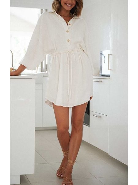 Milan Kiss Sukienka w kolorze kremowym rozmiar: L. Brązowe sukienki Milan Kiss, l, bez wzorów, z wiskozy, bez kołnierzyka, bez ramiączek, mini. Za 162.11 zł.