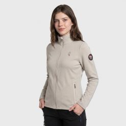 Bluza trekkingowa damska DEBBY rozpinana. Czarne bluzy z kapturem Aulp, m, bez wzorów, z dzianiny, bez kaptura, trekkingowe. Za 139.99 zł.