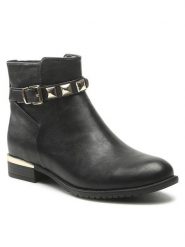JENNY Botki W16AW462-21 Czarny. Czarne botki Jenny, bez wzorów, ze skóry, bez obcasa, na płaskiej podeszwie, bez zapięcia. Za 104.99 zł.