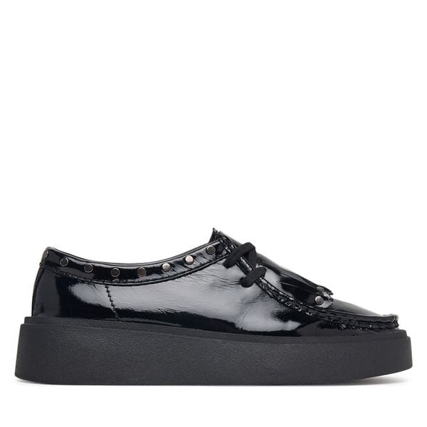 Półbuty Clarks. Czarne półbuty wsuwane Clarks, bez wzorów, bez obcasa, na płaskiej podeszwie. Za 569.99 zł.