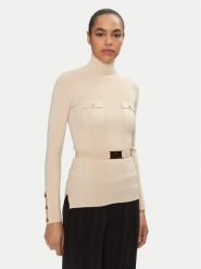 Elisabetta Franchi Golf MK-11B-46E2-V350 Beżowy Regular Fit. Brązowe swetry Elisabetta Franchi, bez wzorów, z lyocellu, bez ramiączek. Za 919.99 zł.