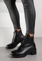 Czarne Skórzane Botki na Obcasie z Przeszyciami Tevilsa. Czarne botki Born2be, bez wzorów, z jeansu, biznesowe, bez obcasa, na obcasie, bez zapięcia. Za 139.99 zł.