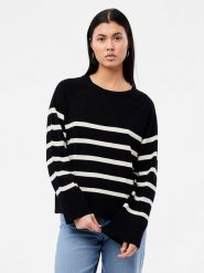 Pieces Sweter "Sia" w kolorze czarno-białym rozmiar: S. Czarne swetry Pieces, s, bez wzorów, z wiskozy, klasyczne, bez ramiączek. Za 87.81 zł.