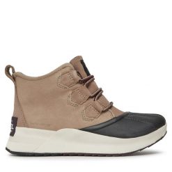 Botki Sorel. Brązowe botki Sorel, bez wzorów, bez obcasa, na płaskiej podeszwie, bez zapięcia. Za 319.99 zł.