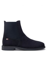 Tommy Hilfiger Sztyblety FW0FW08176 Granatowy. Niebieskie botki Tommy Hilfiger, bez wzorów, ze skóry, bez obcasa, na płaskiej podeszwie, bez zapięcia. Za 399.99 zł.