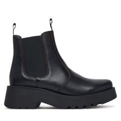 Sztyblety Fly London. Czerwone botki Fly London, bez wzorów, bez obcasa, na słupku, bez zapięcia. Za 749.99 zł.