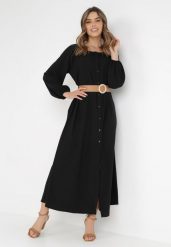 Czarna Sukienka Dorothoe. Czarne sukienki Born2be, na co dzień, l, bez wzorów, z tkaniny, eleganckie, bez kołnierzyka, bez ramiączek, maxi, rozkloszowane. W wyprzedaży za 101.99 zł.