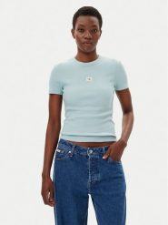 Calvin Klein Jeans T-Shirt J20J225245 Niebieski Slim Fit. Niebieskie t-shirty Calvin Klein Jeans, xxs, bez wzorów, z bawełny, bez kołnierzyka, bez ramiączek. Za 129.99 zł.