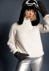 Jasnoszary Sweter z Wełną w Klasycznym Stylu Zentina. Szare swetry Renee, na zimę, l, bez wzorów, z wełny, casualowe, bez ramiączek. Za 49.99 zł.