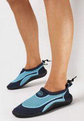 Granatowo-Niebieskie Buty Sportowe do Wody ze Ściągaczem i Elastyczną Podeszwą Indal. Niebieskie buty treningowe Born2be, bez wzorów, bez zapięcia, żeglarskie. Za 54.99 zł.