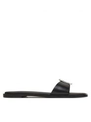 Calvin Klein Klapki Flat Slide W/Ck Hw Big - Lth HW0HW02482 Czarny. Czarne klapki Calvin Klein, bez wzorów, ze skóry, bez obcasa, bez zapięcia. Za 259.99 zł.