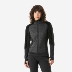 Polar hybrydowy turystyczny damski Quechua MH900 Mountain. Czarne bluzy z polaru QUECHUA, m, bez wzorów, z materiału, trekkingowe. W wyprzedaży za 149.99 zł.