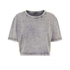 Koszulka Damska Acid Wash Crop T-shirt. Białe t-shirty BUILD YOUR BRAND, m, bez wzorów, sportowe, bez kołnierzyka, bez ramiączek. Za 75.99 zł.
