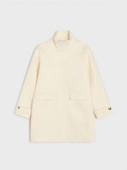 Klasyczny płaszcz z ozdobnymi guzikami - kremowy. Białe płaszcze Sinsay, l, bez wzorów, klasyczne, bez kaptura. Za 129.99 zł.