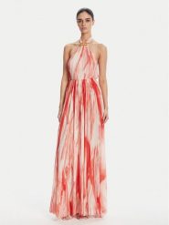 Elisabetta Franchi Sukienka letnia ABR4752E2 CP9 Czerwony Regular Fit. Czerwone sukienki Elisabetta Franchi, bez wzorów, z syntetyku, bez kołnierzyka, bez ramiączek. Za 3,399.00 zł.