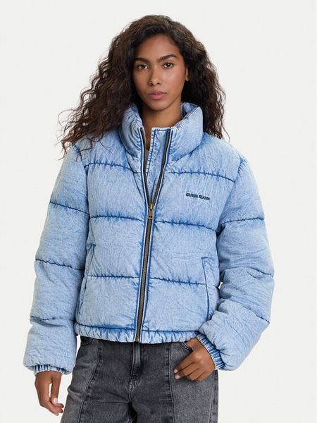 Guess Jeans Kurtka zimowa W5BL85 D6181 Niebieski Regular Fit. Niebieskie kurtki Guess Jeans, na zimę, xxl, z aplikacjami, z bawełny, bez kaptura. Za 489.99 zł.