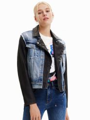 Desigual Kurtka jeansowa 23SWED49 Niebieski Regular Fit. Niebieskie kurtki Desigual, xl, bez wzorów, z jeansu, bez kaptura. Za 449.99 zł.