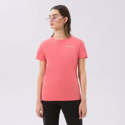 T-SHIRT DAMSKI KOSZULKA SPORTOWA CHAMPION-T-SHIRT CREWNECK T-SHIRT. Czerwone t-shirty sportowe Champion, s, bez wzorów, z bawełny, bez ramiączek, na fitness i siłownię. Za 116.00 zł.