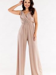 Kombinezon Model A552 Beige - awama. Brązowe kombinezony Awama, l, bez wzorów, z elastanu, bez kołnierzyka, bez ramiączek. Za 398.95 zł.