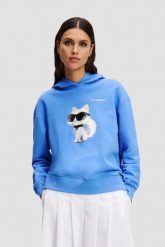 KARL LAGERFELD Niebieska damska bluza z kapturem Ikon Aquarelle C. Niebieskie bluzy KARL LAGERFELD, s, bez wzorów, bez ramiączek, z kapturem. W wyprzedaży za 799.99 zł.