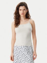 Tommy Jeans Top Essential DW0DW20675 Beżowy Slim Fit. Brązowe topy Tommy Jeans, m, bez wzorów, z bawełny, bez kołnierzyka, bez ramiączek. Za 59.99 zł.