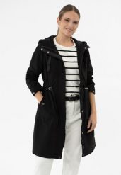 Wodoodporny płaszcz J-IZRA. Brązowe kurtki przeciwdeszczowe Volcano, m, bez wzorów, z materiału, eleganckie, z kapturem. Za 329.99 zł.