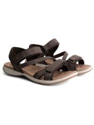 TRAVELIN' Skórzane sandały trekkingowe "Sollia" w kolorze brązowym rozmiar: 42. Brązowe sandały Travelin', bez wzorów, z otwartym noskiem, bez obcasa, na płaskiej podeszwie, bez zapięcia. Za 100.75 zł.