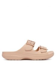Crocs Klapki Saturday Metallic Buckle 213316 Różowy. Czerwone klapki Crocs, bez wzorów, z tworzywa sztucznego, bez obcasa, bez zapięcia. Za 169.99 zł.