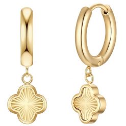 Glanzstücke München Kolczyki Creolen koniczyna ze stali nierdzewnej w zlocie 1 ct Damski. Żółte kolczyki Glanzstücke München, pozłacane. Za 199.99 zł.