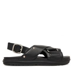 Sandały EMU Australia. Czarne sandały Emu Australia, bez wzorów, bez obcasa, na płaskiej podeszwie, bez zapięcia. Za 469.99 zł.