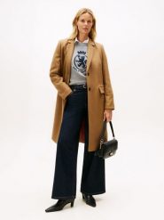 Tommy Hilfiger Wełniany płaszcz z zawartością kaszmiru Kobiety Wełna brązowy, 42. Brązowe płaszcze Tommy Hilfiger, bez wzorów, z kaszmiru, klasyczne, bez kaptura. Za 1,499.95 zł.
