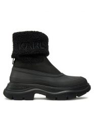 KARL LAGERFELD Botki KL42964 Czarny. Czarne botki KARL LAGERFELD, bez wzorów, z tworzywa sztucznego, bez obcasa, na płaskiej podeszwie, bez zapięcia. Za 729.99 zł.