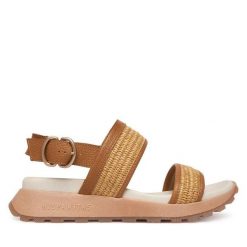 Sandały Hispanitas. Brązowe sandały Hispanitas, bez wzorów, bez obcasa, na płaskiej podeszwie, bez zapięcia. Za 549.99 zł.