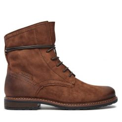 Botki Tamaris. Brązowe botki Tamaris, bez wzorów, bez obcasa, na płaskiej podeszwie, bez zapięcia. Za 289.99 zł.