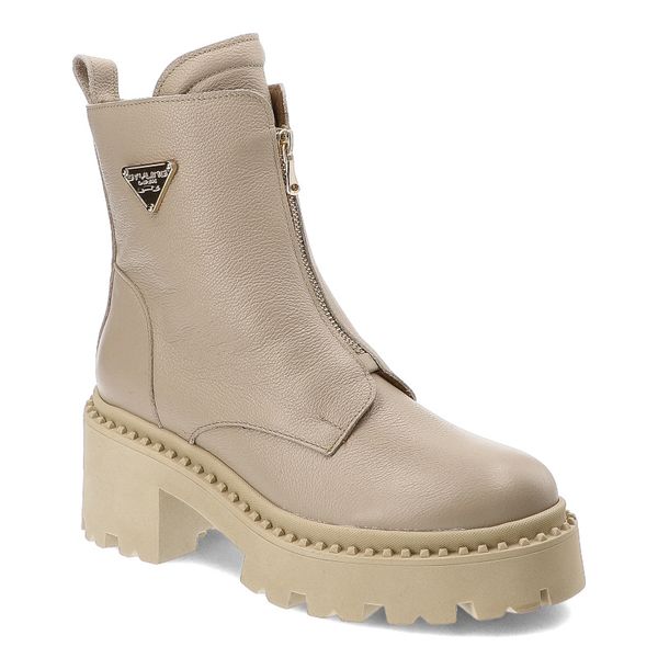 Beżowe Botki Armodo Modne Obuwie Damskie Na Solidnej Podeszwie. Brązowe botki Armodo, bez wzorów, ze skóry, eleganckie, bez obcasa, na platformie, bez zapięcia. Za 409.00 zł.