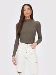 ONLY Bluzka Emma 15180040 Brązowy Slim Fit. Brązowe bluzki ONLY, xs, bez wzorów, z syntetyku, bez kołnierzyka, bez ramiączek. Za 49.99 zł.