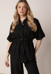 Czarna Nietoperzowa Koszula Safari z Bawełną z Wiązaniem w Talii Tierona. Czarne koszule Born2be, l, bez wzorów, z bawełny, biznesowe, bez kołnierzyka, bez ramiączek. Za 89.99 zł.
